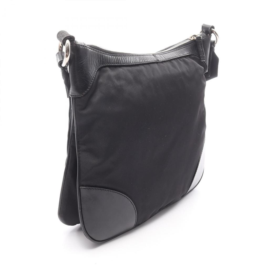 Used PRADA Shoulder Bag Nylon leather Black Used Women