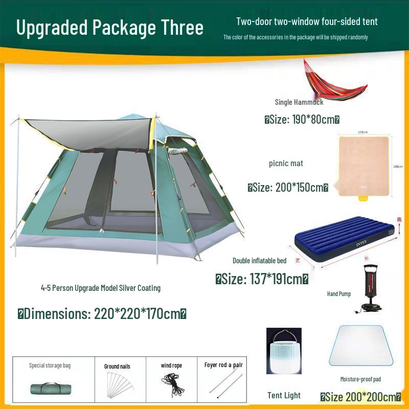 Thickened Automatic Folding Tent: Portable, Quick-Open, Rain & UV Protection for Camping & Beach.