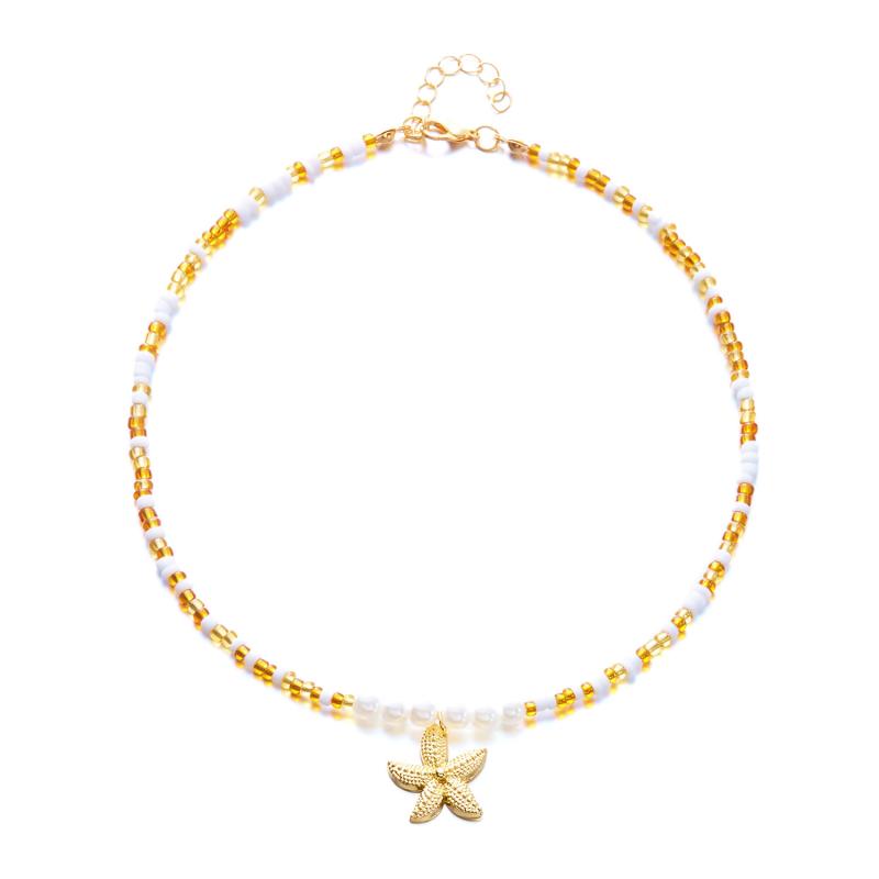 Starfish Necklace - Surf & Beach Boho Jewelry Starfish Turtle Beaded Choker Necklaces, Adjustable Necklaces, Ocean Gift