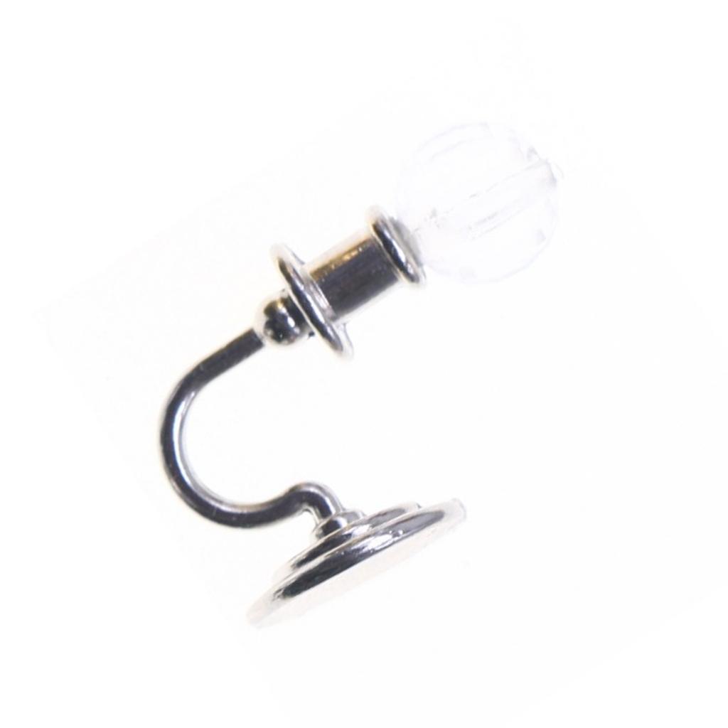 Detailed 1/12 Doll House Wall Lamp Decorative Lighting Metal Frame Crystal Shade Lamp Scene Setting Miniature Furniture