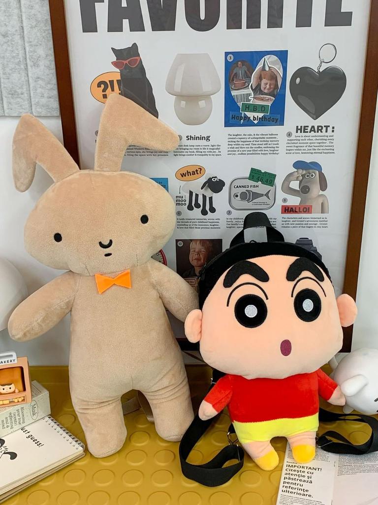 Crayon Shin-chan Shiro Embroidered Plush Backpack - Cute Anime Double Shoulder Bag