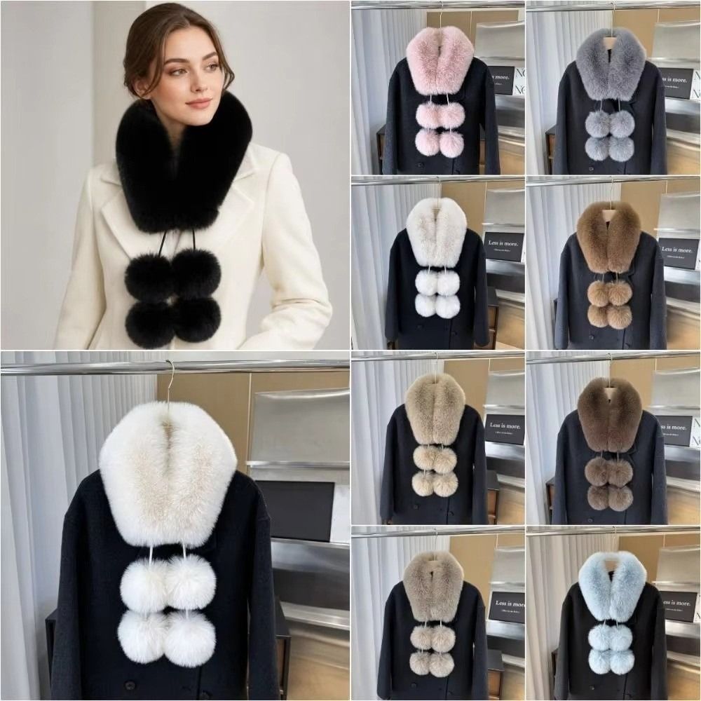 Solid Color Faux Fur Scarf Magnetic Buckle Women Winter Scarves Thickened Neckscarf for Girls
