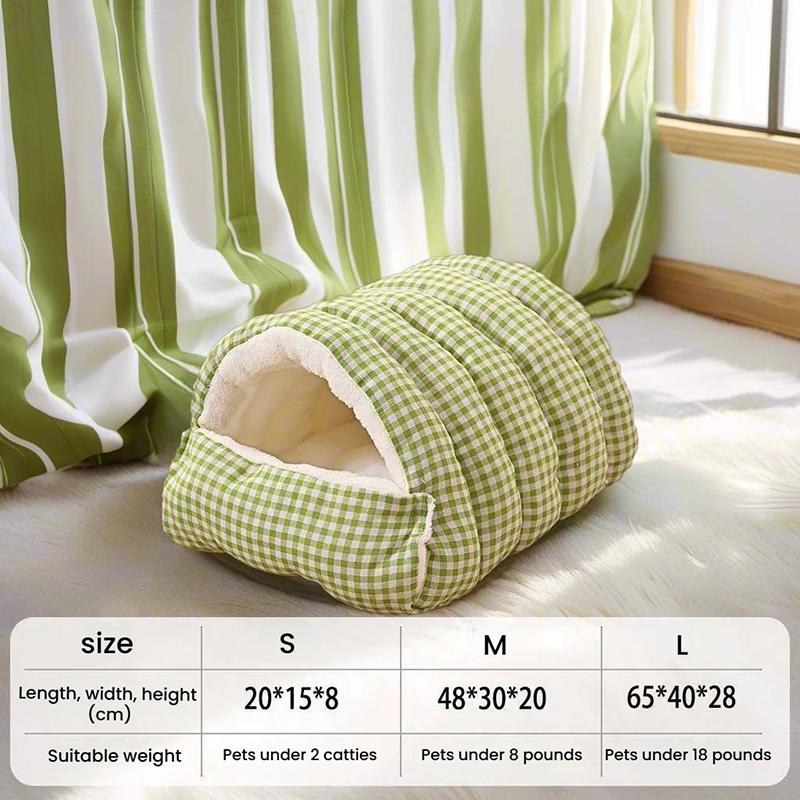 Winter Warm Cat Bed Thickened Semi-Enclosed Design Foldable Pet Dog Sleeping Bed Removable and Washable Small Pets Nest