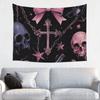 Halloween Gothic Tapestry Hippie Polyester Wall Hanging Skulls Roses Room Decoration Table Cover Psychedelic Tapestries