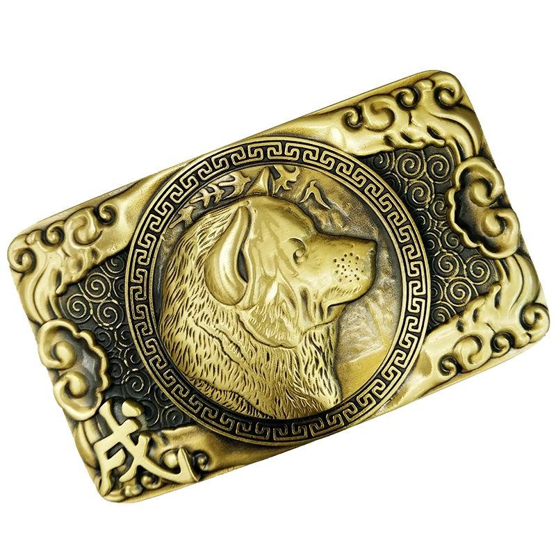 Zodiac Pure Copper Belt, Button Head Men's 3.8 Belt, Head Brass Solid Full Brass Belt Head Clip