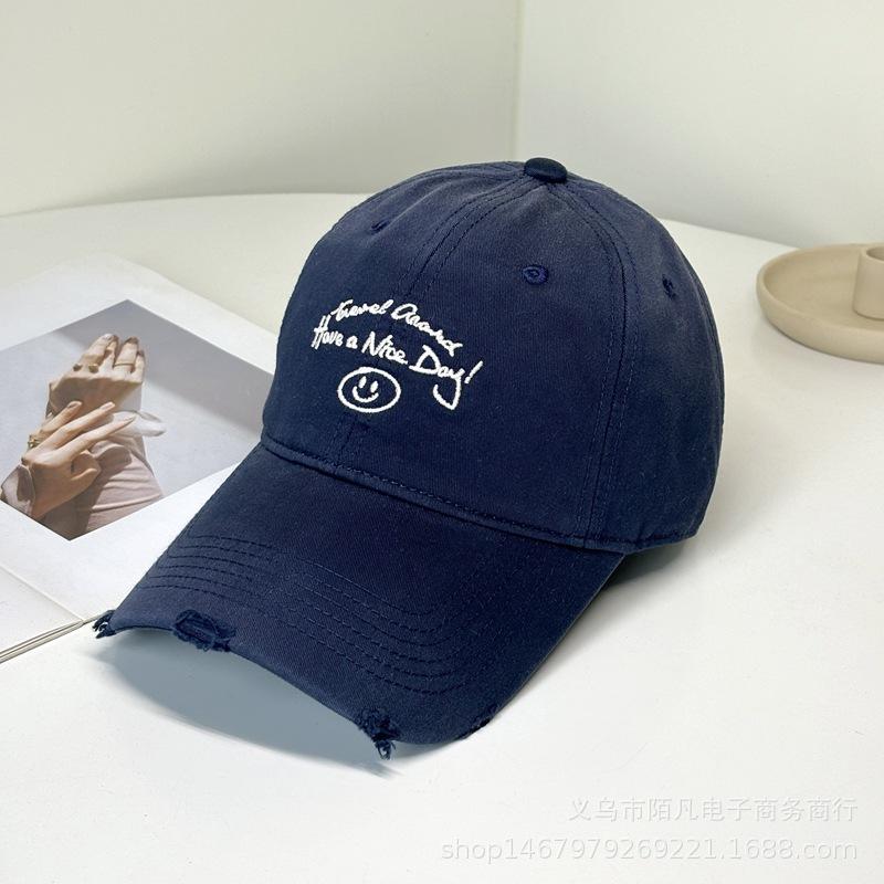 Letter Embroidered Baseball Cap Children's Summer Versatile Simple Sun Hat Showing Face Small Holes Peaked Cap Men