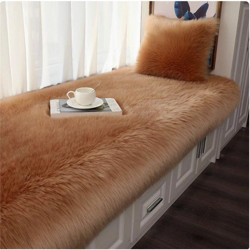 Plush White Faux Wool Rug for Bedroom, Living Room, and Bay Window. 60x120