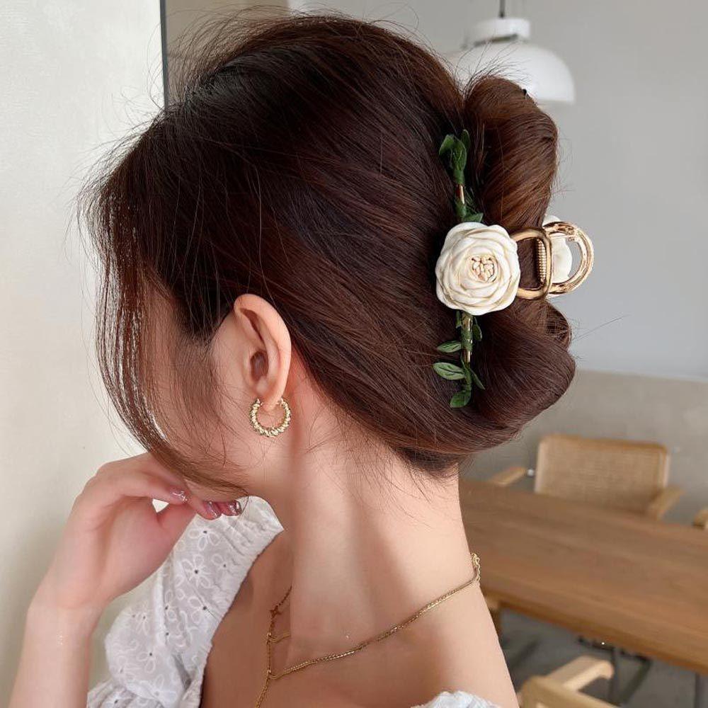 

Clip Leaf For Girls Flower Korean Ponytail Holder Metal Hairgrip Cross Shark Clip Women Hair Claws