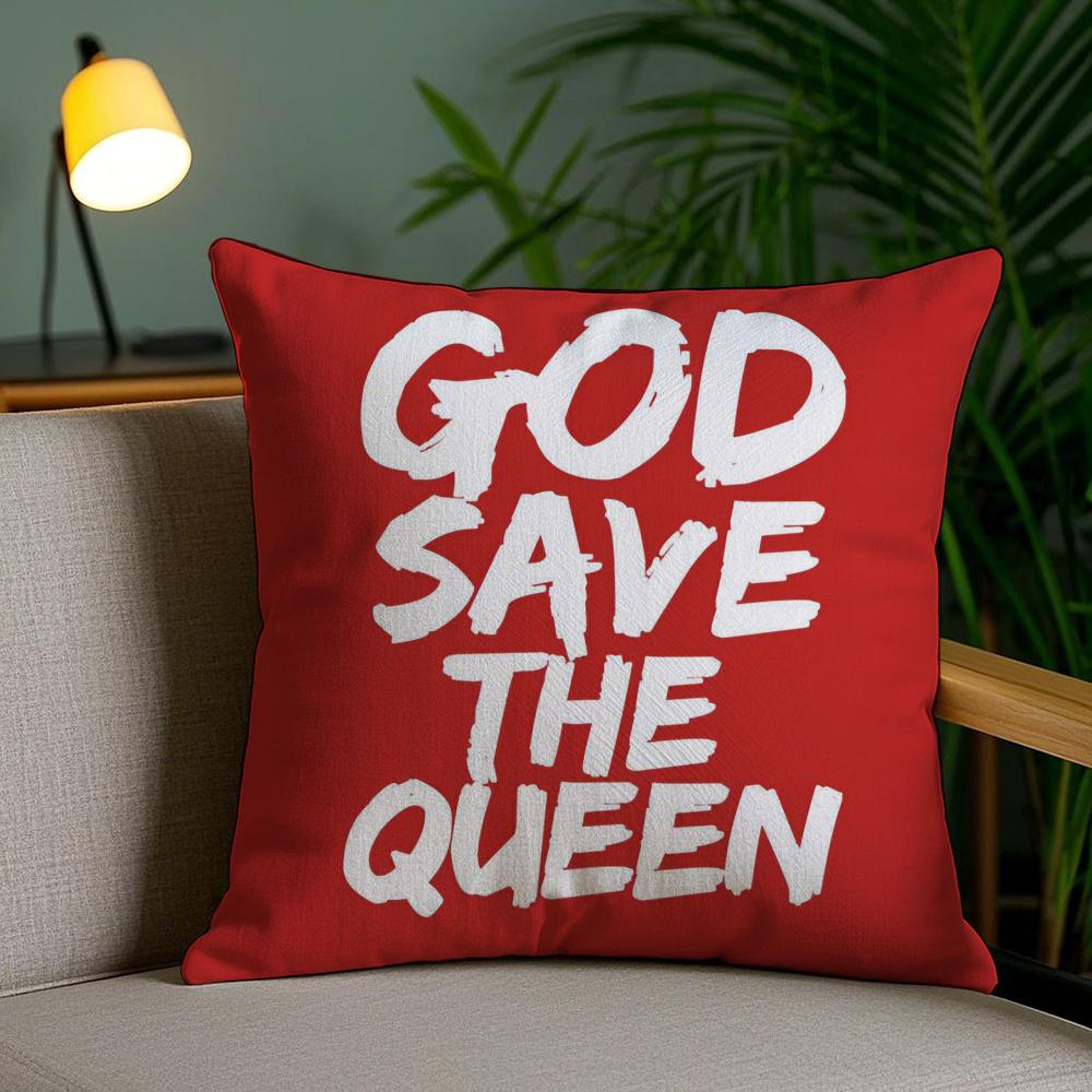 Brand S-Save The Queen Cushion Cover Plush Fabric Soft Double-Sided Printed Invisible Zipper Sofa Pillow Case Home Decor