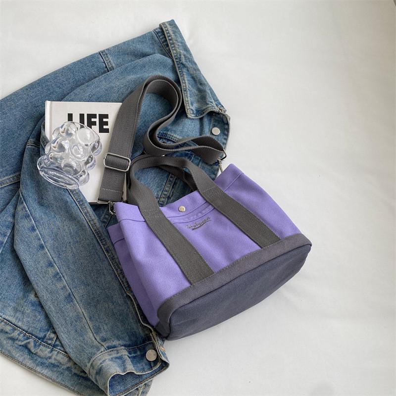 

Japanese Style 2024 New Multilayer Thick Casual Canvas Tote Bag Women s Handheld Lunch Box Bento Bag Crossbody Small Bag In Blue фіолетовий