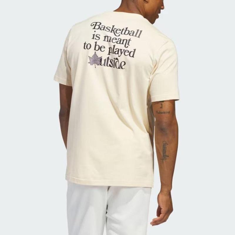 adidas Court Therapy Graphic Tee With American Retro Print Men Tops Beige IN6361