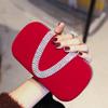 Rote Flanell Strass Tasche Samt Abendtaschen Crossbody Elegante Party Clutch Bling Schulter Damen Tasche Diamant Handtasche