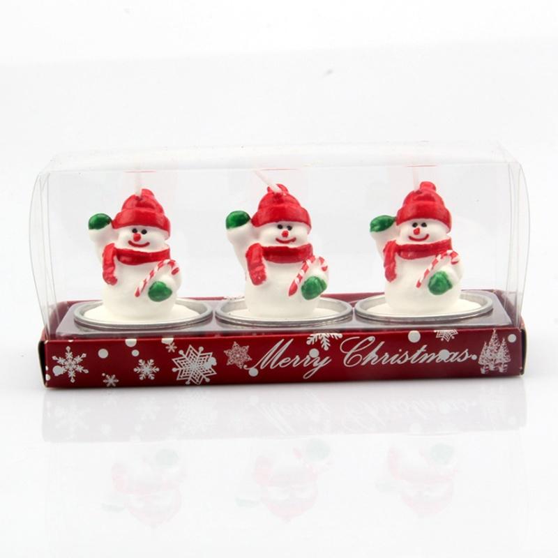 3pcs Christmas Candles Santa House Snowflake Shape Hotel Wedding Birthday Party Home Decor