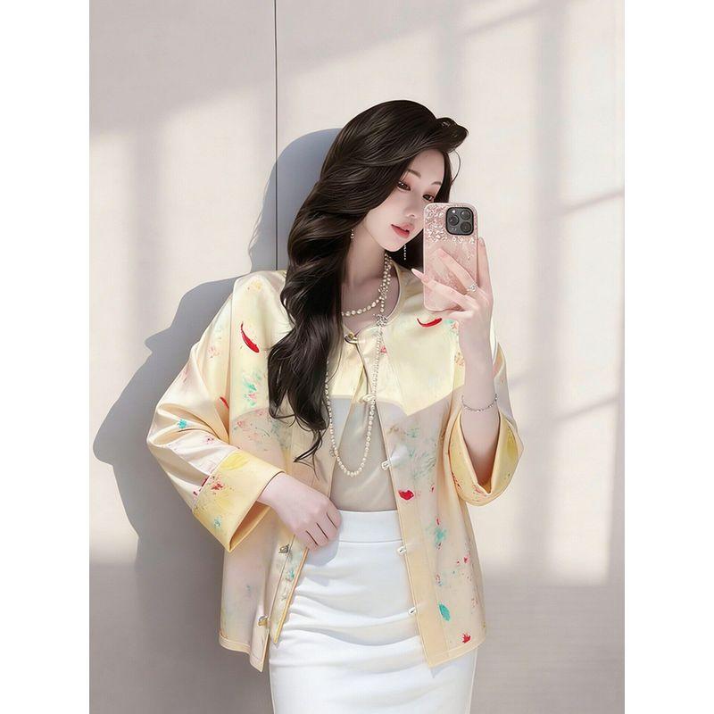 2026 Spring New Yellow Chinese-Style Jacket, This Year s Trendy Hot Item, High-End and Super Popular, Age-Reducing Top, Exquisite Yellow Chinese Style Jacket S
