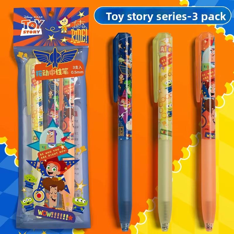 MINISO 3PCS/Set Cartoon Characters Retractable Black Gel Pens Set Bullet Tip 0.5mm School Office Supplies Stationery Anime Accessories