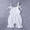 Summer  Soft Toddler Kid Overalls Romper Baby Girl Jumpsuits Solid Cotton Linen Newborn Clothes Infant Sleeveless Bodysuit