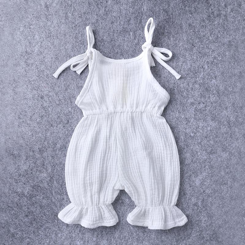 Summer  Soft Toddler Kid Overalls Romper Baby Girl Jumpsuits Solid Cotton Linen Newborn Clothes Infant Sleeveless Bodysuit