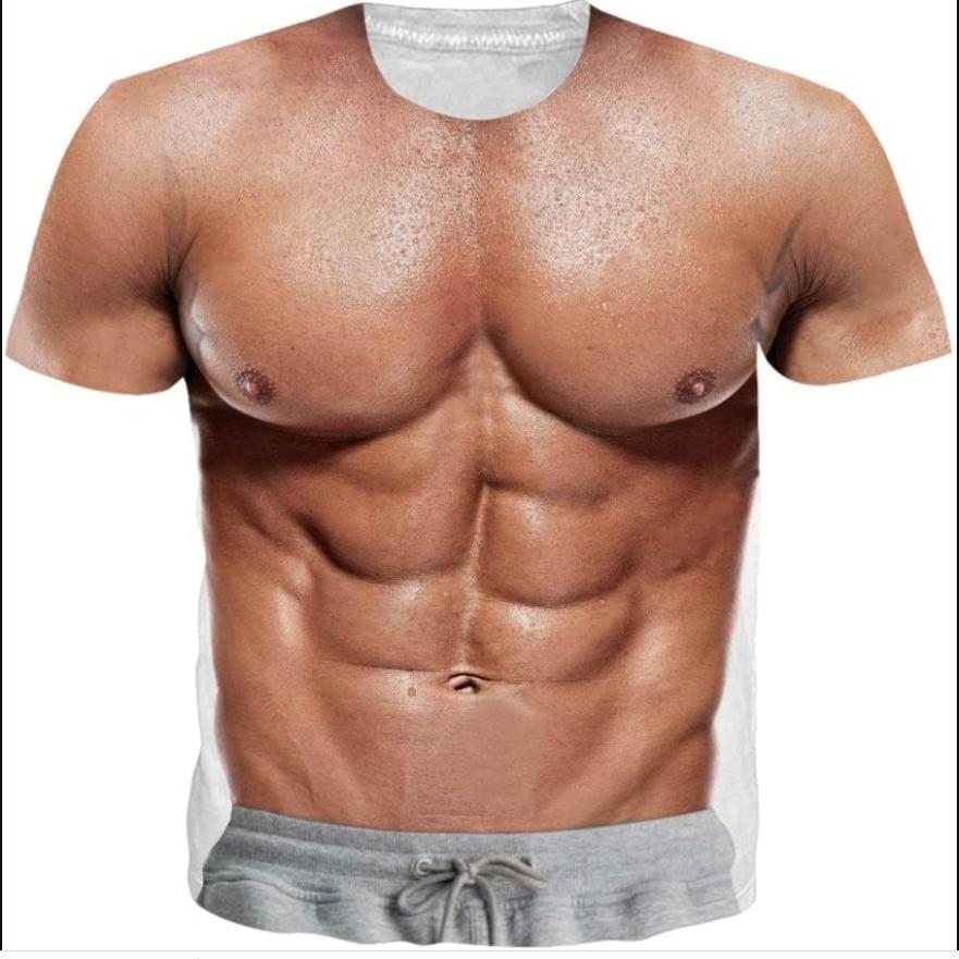 Fanient Pánská trička s chlupatou hrudí Vtipná trička s kulatým výstřihem Grafický vzor Krátký rukáv Rychleschnoucí a chladivá