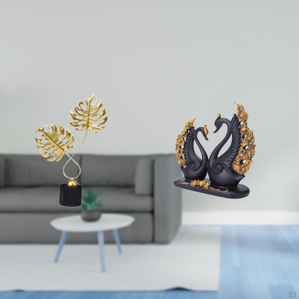 Swan Figurine Sculpture Artwork Collectible Tabletop Ornament Resin Crafts European Art Animal