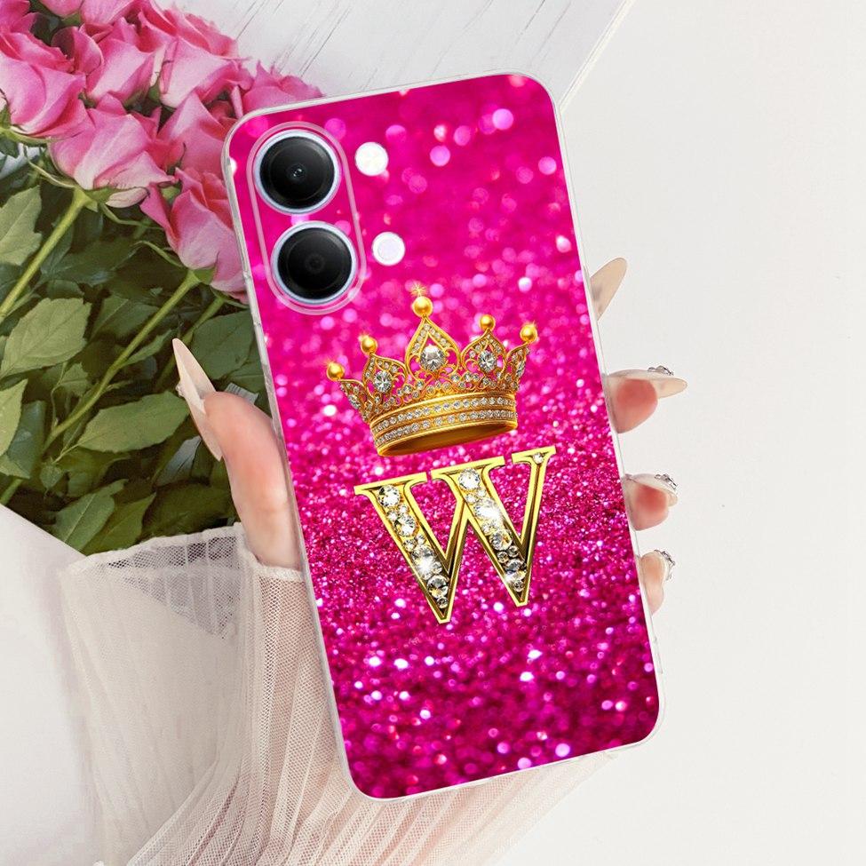 Transparent Case For Vivo Y05 Cover Luxury A-Z Letters Fashion Boys Girls Cool Crown Soft Casing For VivoY05