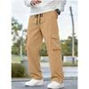 Mens Casual Loose Straight Leg Multi Pocket Cargo Trousers