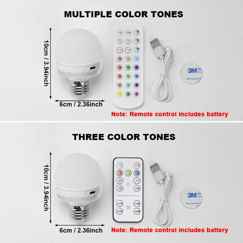 E27 LED-Glühbirne RGB USB-wiederaufladbar 5V-Ladung Intelligente Fernbedienung Campingausrüstung Party Für Zuhause LED-Lampen Lampe