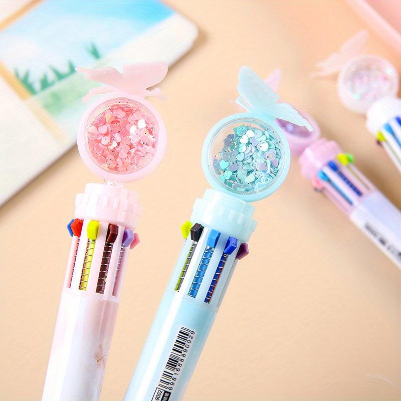 10 buc pix creativ cu paiete fluture în zece culori pix cu bile de presă pix multicolor graffiti cu ulei pentru ușă