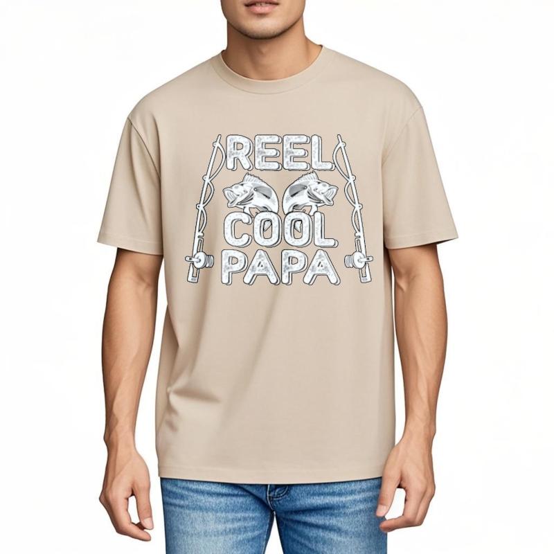 Unisexs Top Printed For Her Oneck Tshirt Casual Reel Cool Papa Fishing Rods Fish Fashionable For Her Top Tees Lightweight Tee