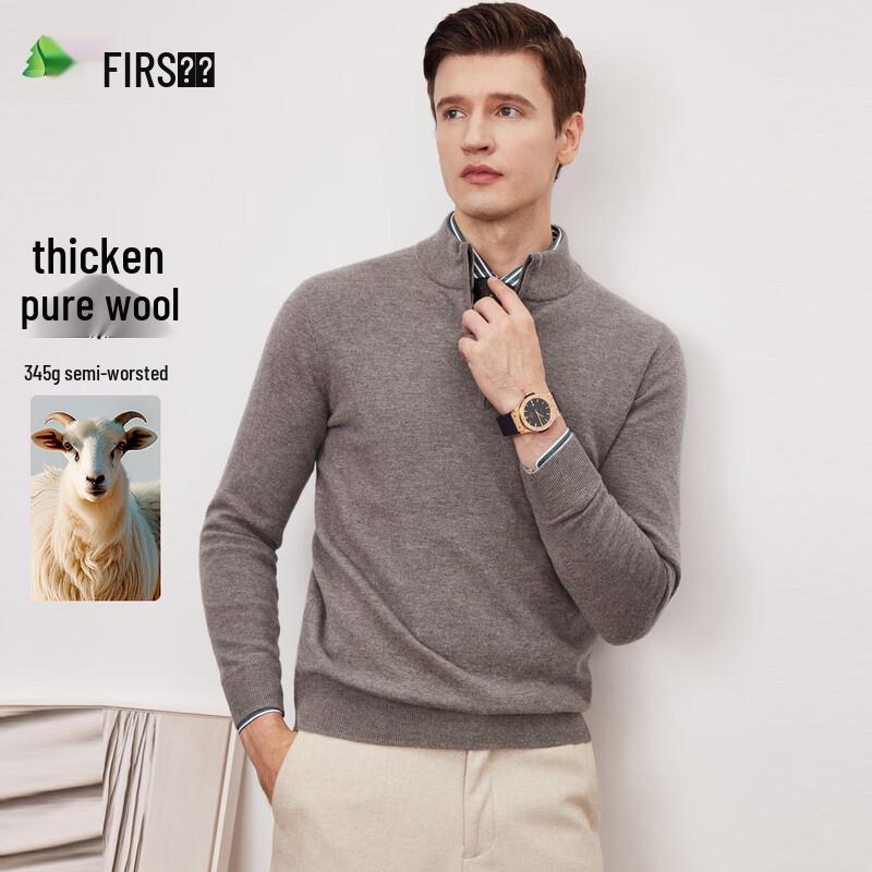 

FIRS Men s 100% Wool Thickened Half-Zip Mock Neck Sweater 2XL
