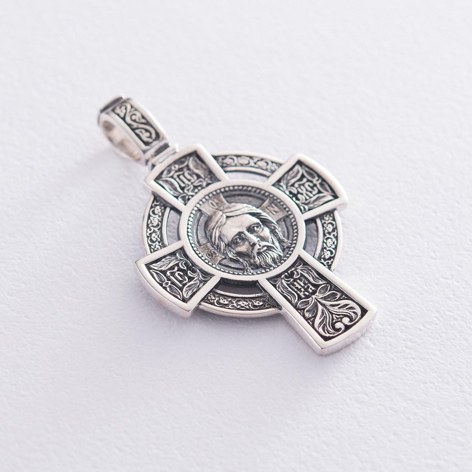 

Срібний хрестик Спас Нерукотворний. Молитва Нехай воскресне Бог Oniks срібний