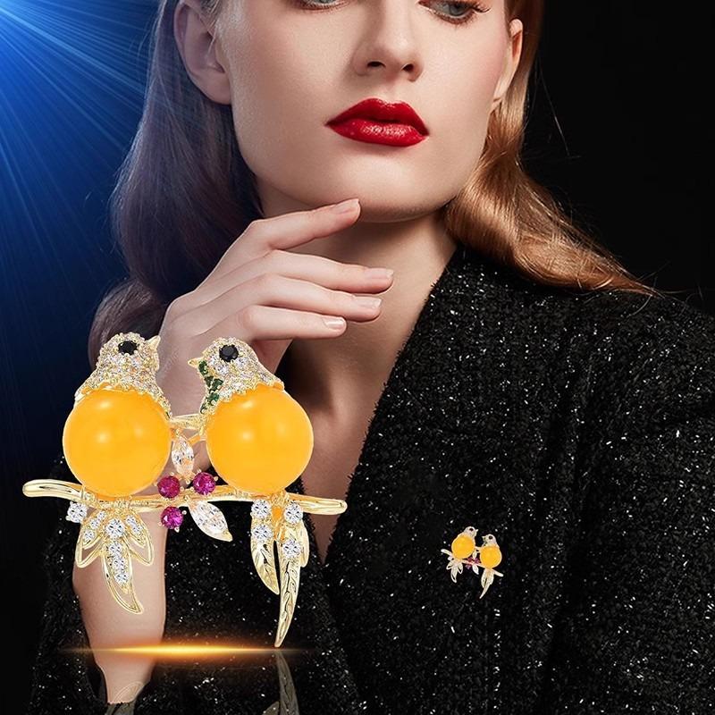 Chinese-style Lucky Little Magpie Brooch, High-end Women's Exquisite and Cute Brooch, Niche Design Sense Brooch