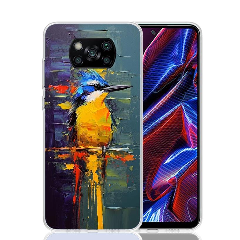 Animal Oil Painting Bird Phone Case For Xiaomi Poco X7 X6 X5 Pro F7 Ultra Redmi 15C 15 13 13C 12 12C 10 10A 10C 9 9A 9C 9T Cover