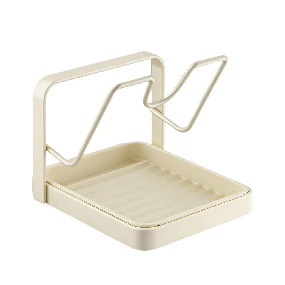 Lid Holder Space Saving Storage with Drain Tray Pot Lid Storage Organizer Drying Holder for Ladle Spatula Spoon Plate Dish