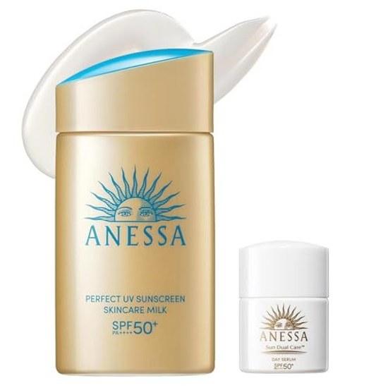 Anessa Sonnencreme Perfect UV Skin Care Milk NA Tages-Serum N Kleine Größe 60ml+6ml LSF50+ PA++++ Gesicht Körper Make-up-Basis Wasserfest