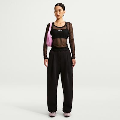 Nike T Shirts Women's Black Crew Neck Straight Fit