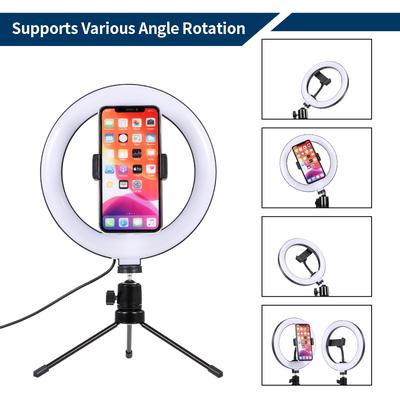 Luz LED de Anillo de Video de Escritorio de 8 pulgadas Lámpara para Selfies Con Soporte de Trípode de Escritorio Enchufe USB Para YouTube Tik
