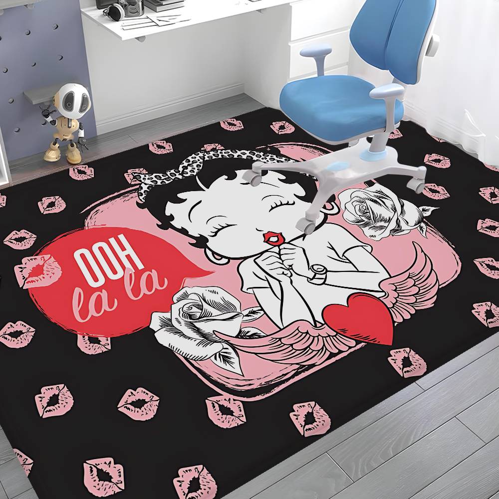 B-Betty Girl B-Boop Fußmatte Waschbar Rutschfest Wohnzimmer Sofas Stühle Bereichsmatte Küche Fußabtreter Teppich
