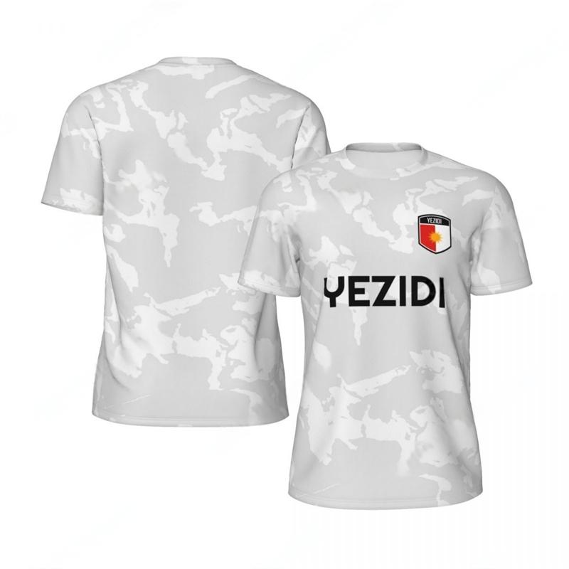 Fashion Yezidi Flag Graphic Football T Shirts For Men Trend 3D National Emblem Printed Sports T-shirts Loose Breathable Tees