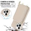 For iPhone 13 Pro Case RFID Blocking Zipper Wallet Leather + TPU Phone Cover with Shoulder Strap