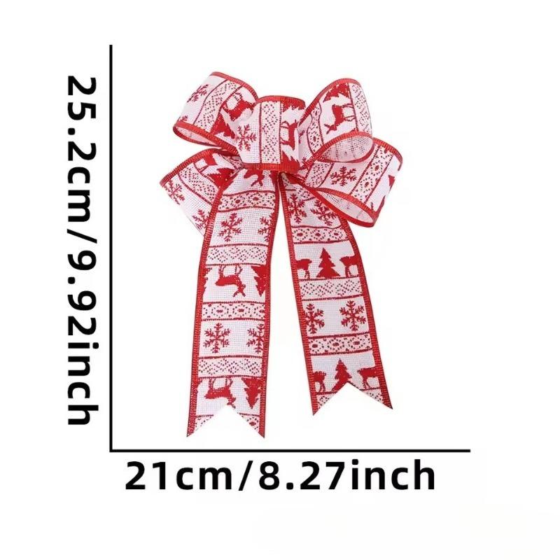 Christmas Bows Hanging Ornament - Linen & Cotton Material Xmas Tree Decorations for Home DIY Holiday Party Front Door Bedroom