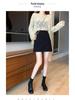 Women's Summer 2024 High Waist Black Slimming A-line Midi Skirt