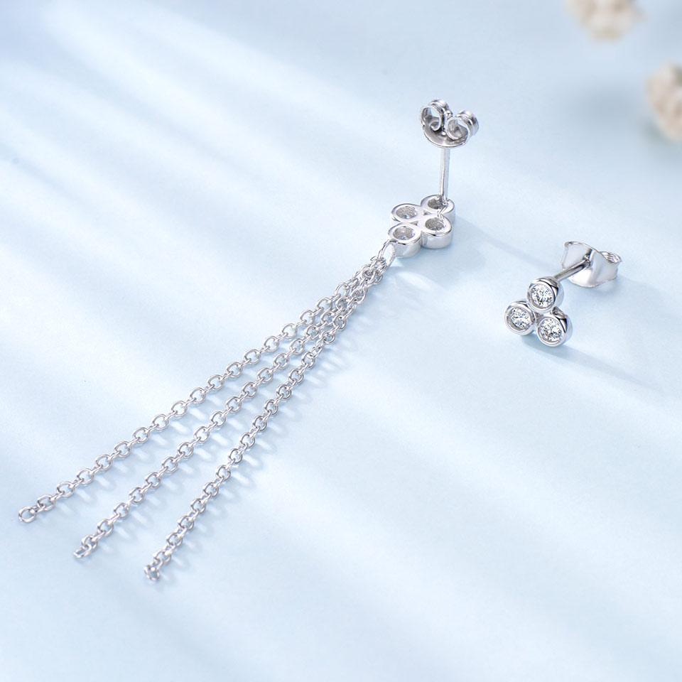 Umcho Echter 925 Sterling Silber Schmuck Asymmetrie Quaste Silber Tropfen Ohrringe für Frauen Besondere Party Geschenke Edlen Schmuck