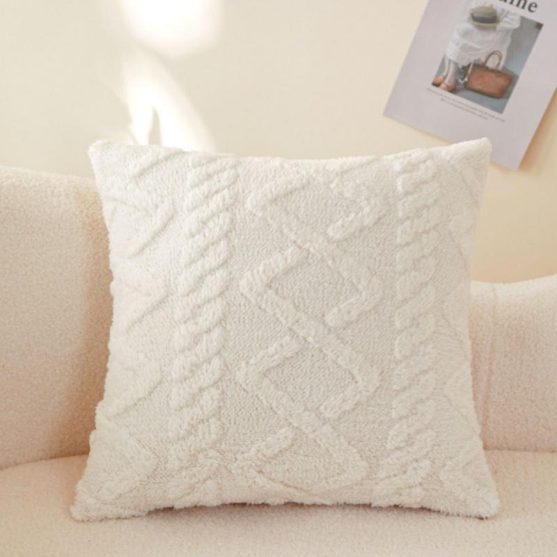 43x43cm INS Plush Pillowcase 3D Rhombus Geometry Soft Throw Pillowcase Embroidery Living Room Sofa Decor Jacquard Cushion Cover