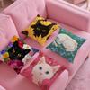 Cat In the Flowers Aesthetic Pillow Case Pattern Printing Pillowcase Living Room Sofa Cushion Cover Bedroom Room Decor