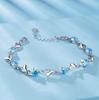 925  Silver Heart Shaped Bracelet for Women Vintage Korean Versatile Blue Crystal Charm Bracelets Original Party Jewelry