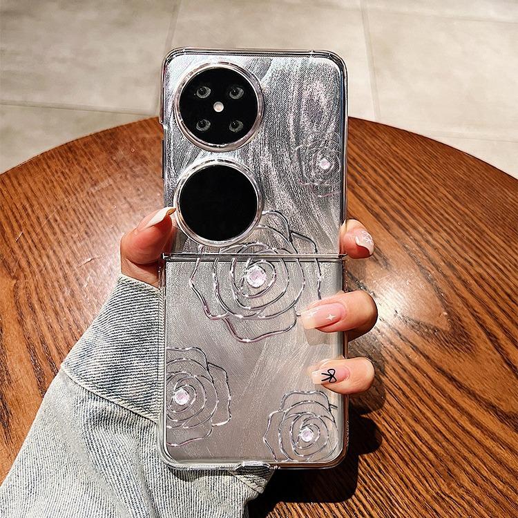 

Suitable For Pocket 2 Phone Case New P50pocket Feather Gauze Camellia Folding Screen Protective Case Anti Drop Huawei P50pocket безодня