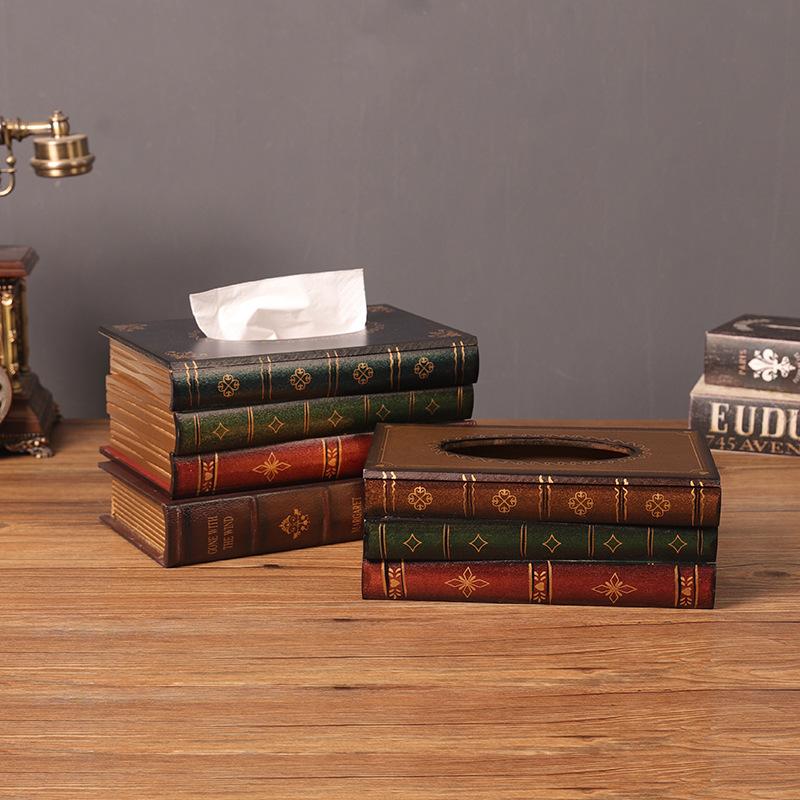 Vintage Tissue Box Paper Storage Holder Table Kitchen Napkin Organizer Box Creative Book Handkerchief Container Home Decoration