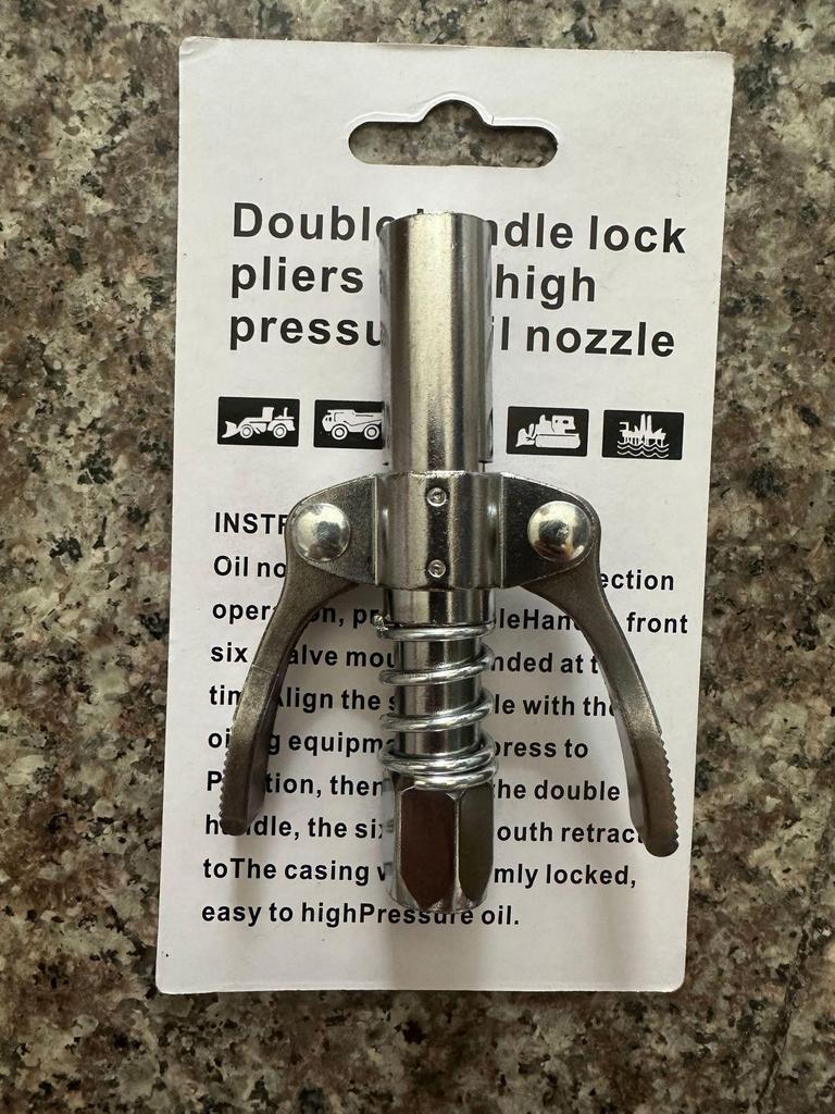 High-Pressure Grease Gun Nozzle: Locking Pliers Type, Manual/Electric/Pneumatic, Flat Head
