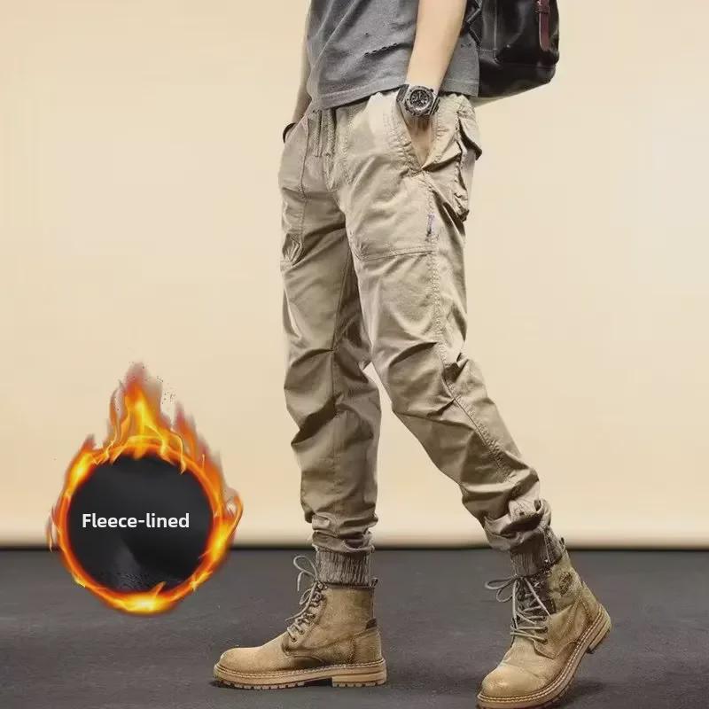 

Мужская мода GEXILA | Американские ретро-брюки свободного кроя с манжетами на бархатной подкладке для осени и зимы Medium хаки