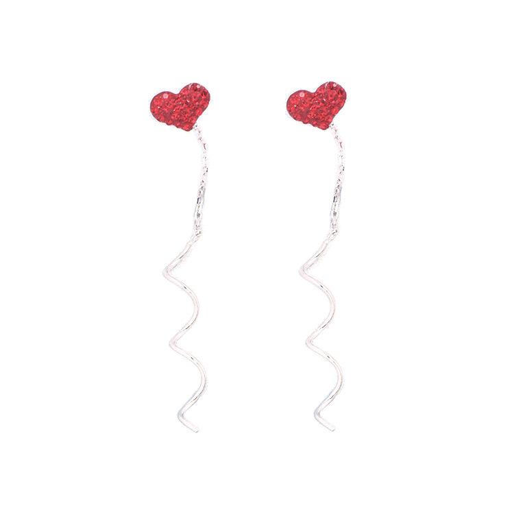 Love Spiral Fringed Fairy Niche Earrings Female Korean Version New Ins Fashionable Heart-shaped Full Diamond Earrings